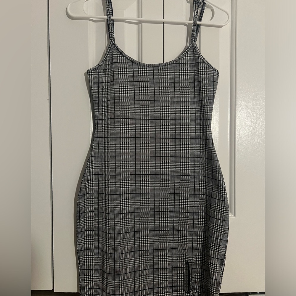 Small Plaid Black and White Shaping Mini Dress